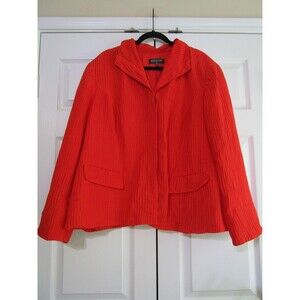 Jones New York Jacket Womens 22W Red Textured Button Up Career Blazer Coat Chic